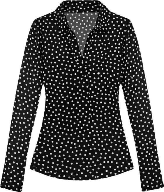 Women's Long Sleeve Printed Mesh Collared Shirt, Macy's Exclusive