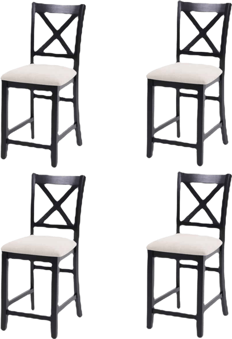 Streamdale Wooden Counter Height Dining Chairs Set of 4 with Padded Seat, Black & Beige