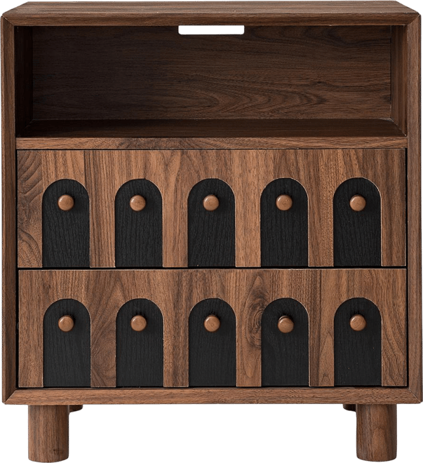 Modern 26" Nightstand w/ Charging Station & 2 Drawers, 23.75" Wide Bedside Table.