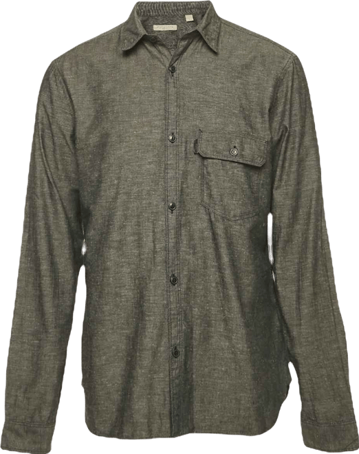 Men's Brit Dark Grey Cotton Blend Button Front Shirt