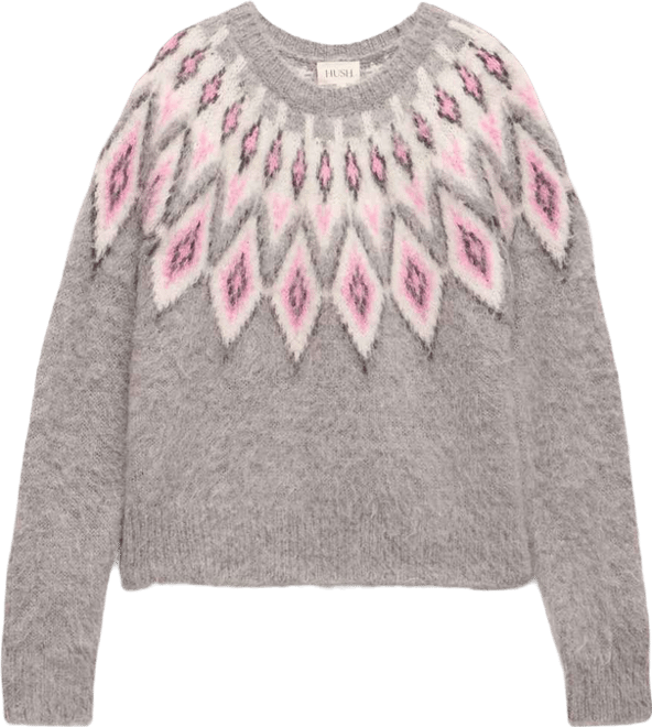 Women's Brushed Fair Isle Mohair Blend Sweater
