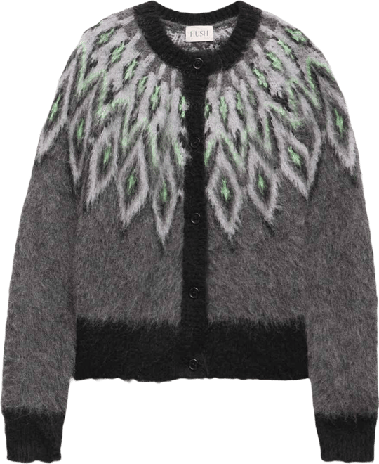 Women's Brushed Fair Isle Mohair Blend Cardigan