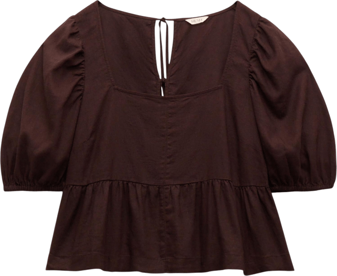 Women's Alva Puff Sleeve Linen Beach Top