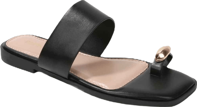 Women's Kamila Gold-Tone Toe-Loop Slide Sandals