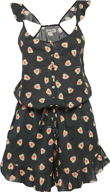 Women's Black Call Print Cotton Coeur Playsuit