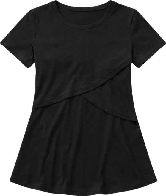 Maternity Short Sleeve Layered Wrap Nursing Top