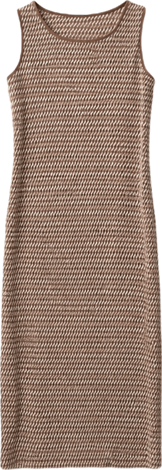 Women's Plisse Print Crewneck Midi Dress