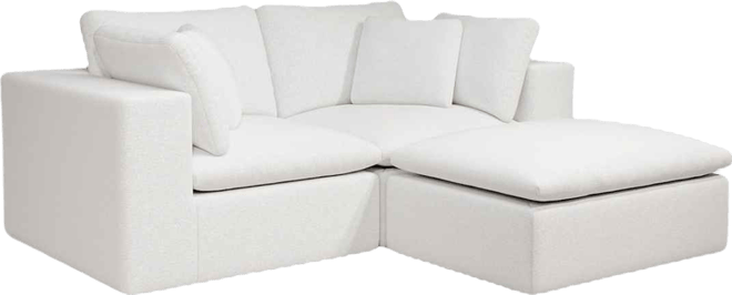 Modular Sectional Sofa Seat, Upholstered Couch for Living Room, 3PC Free Combination, White