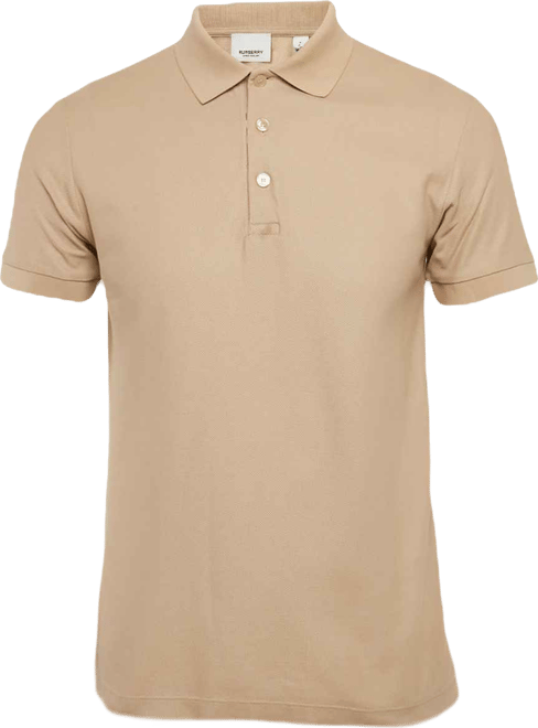 Men's Beige Cotton Pique Polo T-Shirt