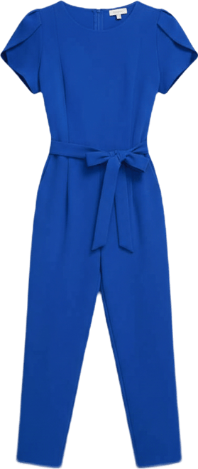 Women's Belted Tulip-Sleeve Jumpsuit