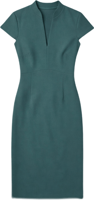 Women's Scuba Crepe Split V-Neck Sheath Dress