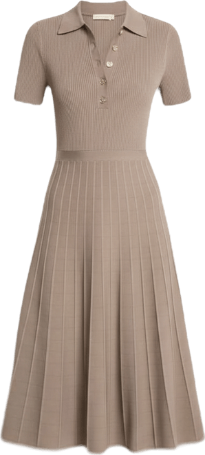 Michael  Women's Polo Collar Short-Sleeve Midi Dress