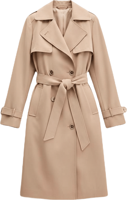 Michael  Women's Double-Breasted Belted Crepe Trench Coat