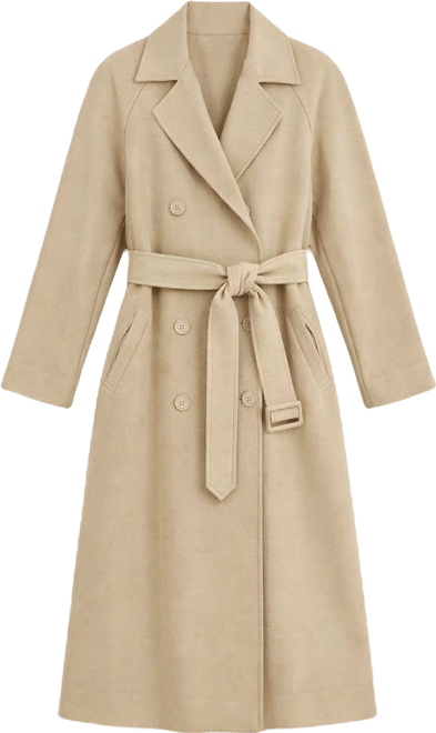 Women's Double Breasted Belted Crepe Trench Coat