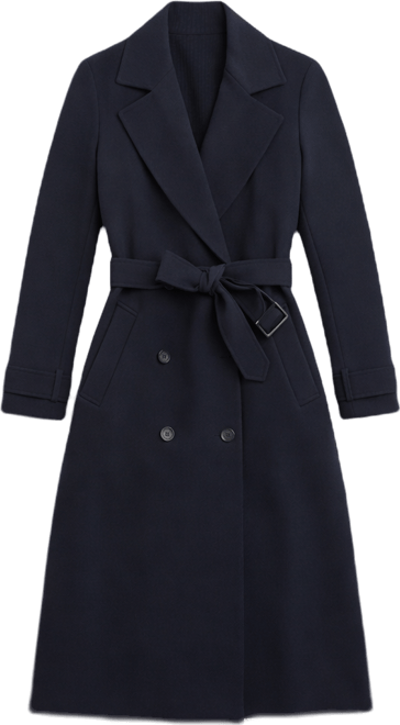 Women's Double Breasted Belted Crepe Trench Coat