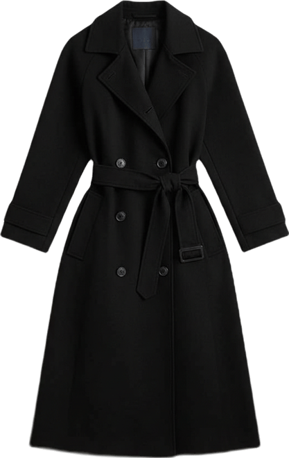 Women's Double Breasted Belted Crepe Trench Coat