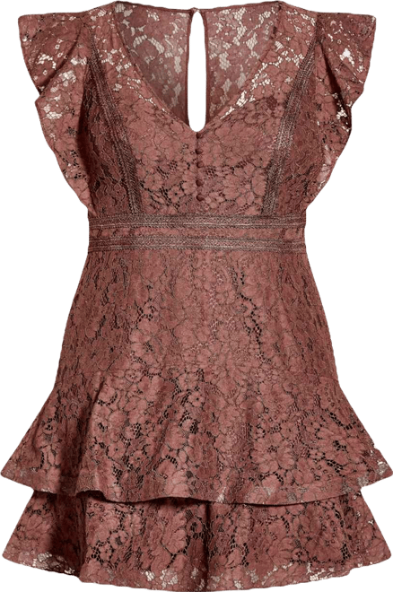 Plus Size Lace Frill Mini Dress