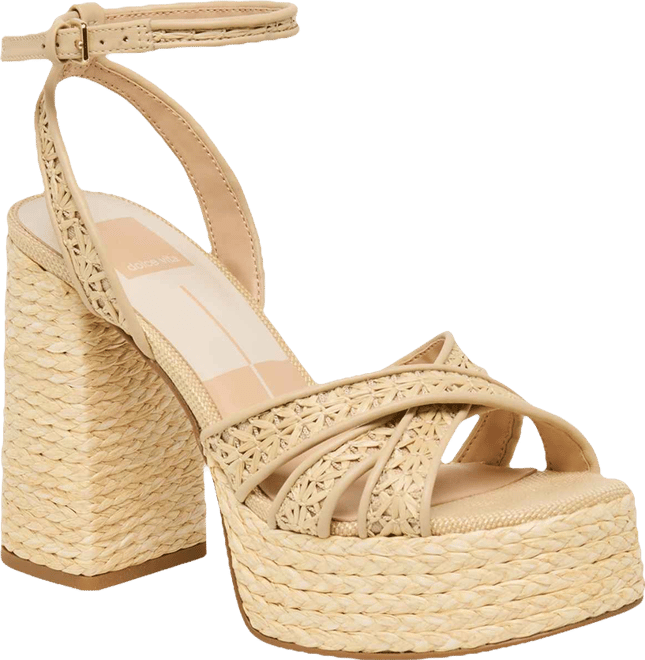 Women's Danila Two-Piece Block Heel Raffia Dress Sandals