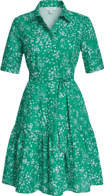 Women's Short-Sleeve Tiered Shirt Dress