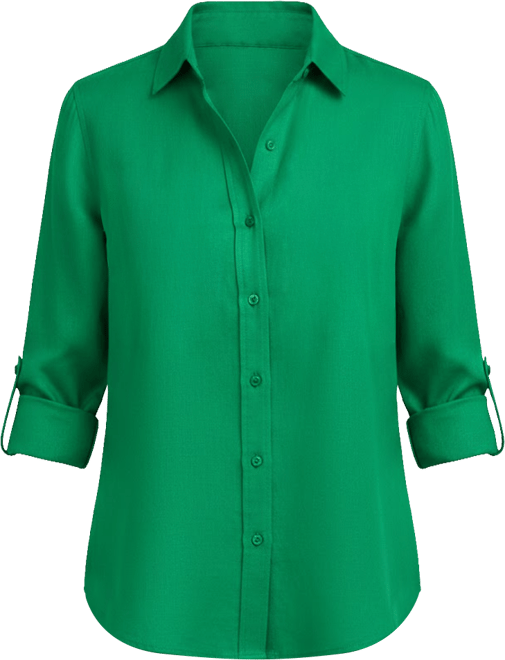 Petite Roll Tab-Sleeve Relaxed Fit Shirt