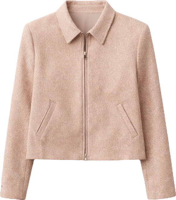 Women's Boucle Point Collar Shirt Jacket