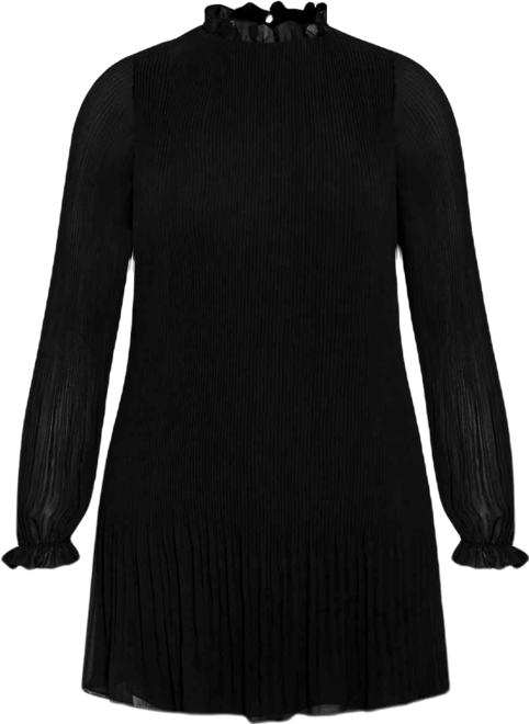 Plus Size Pleat Ruffle Dress