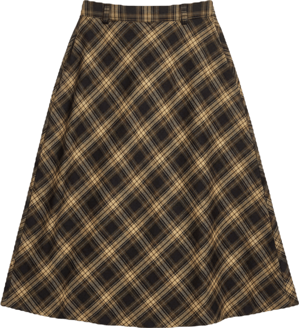 Women's Plaid Asymmetrical Hem Midi Skirt