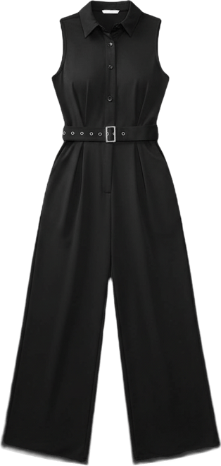 Women's Elegant Belted V-Neck Jumpsuit