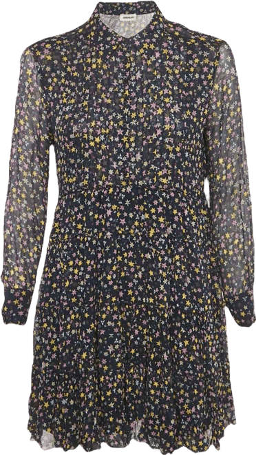 Women's Navy Blue Rapidy Crinkle Printed Chiffon Mini Dress