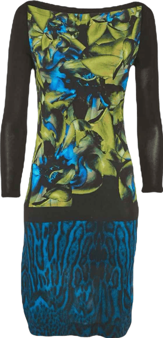 Women's Black/blue Printed Jersey Mini Dress