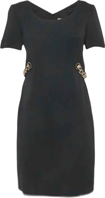 Women's Black Crepe Ribbon Details Mini Dress