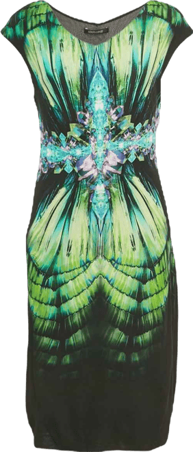 Women's Black Printed Jersey Midi Dress