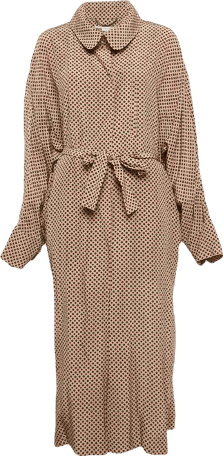 Women's Beige Geometric Print Emily Long Coat
