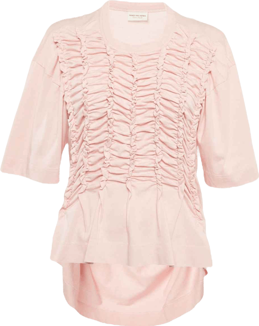 Women's Pink Jersey Shirring Detail Top