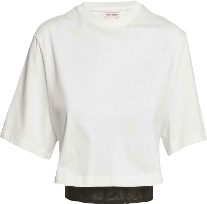 Women's White/black Cotton Corset T-Shirt