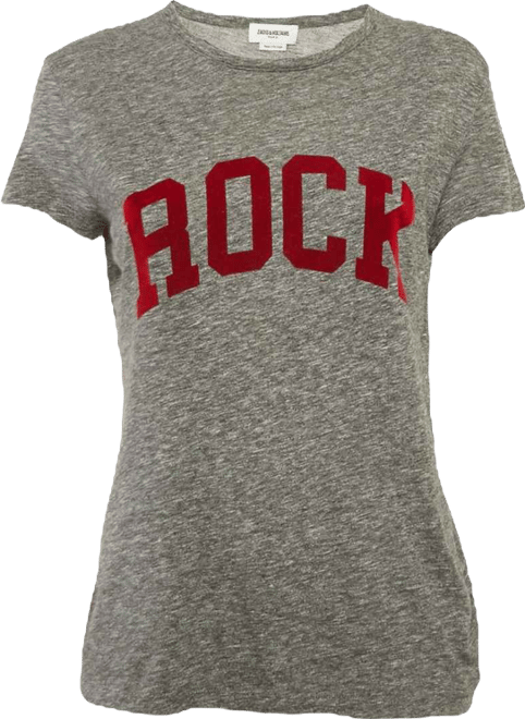 Women's Grey Flocked Jersey Walk Chine Rock T-Shirt