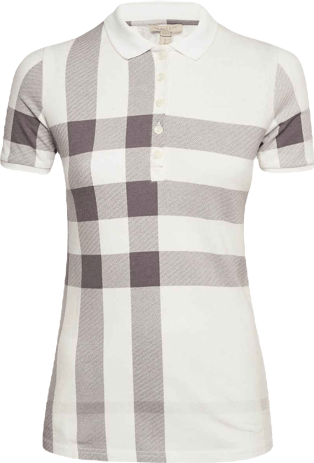 Women's Brit White Checked Cotton Polo T-Shirt