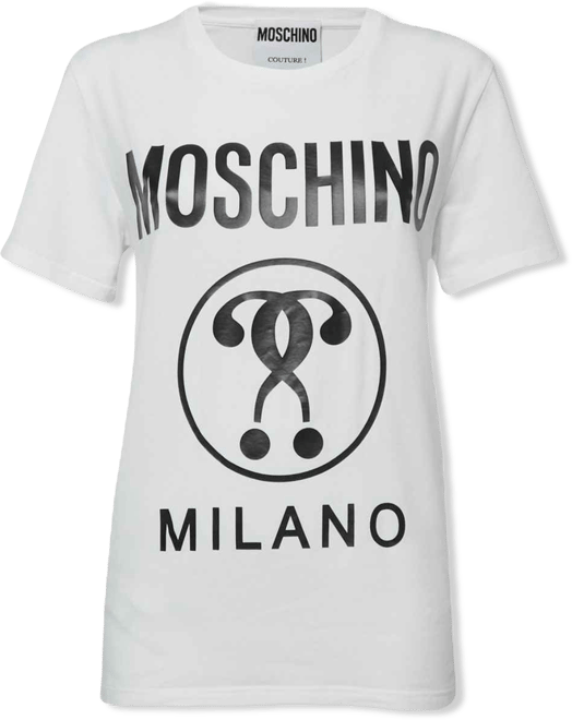 Women's Couture White Logo Print Cotton Crew Neck T-Shirt