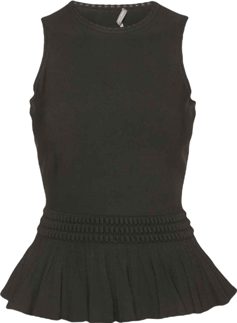 Women's Black Stretch Knit Flared Top