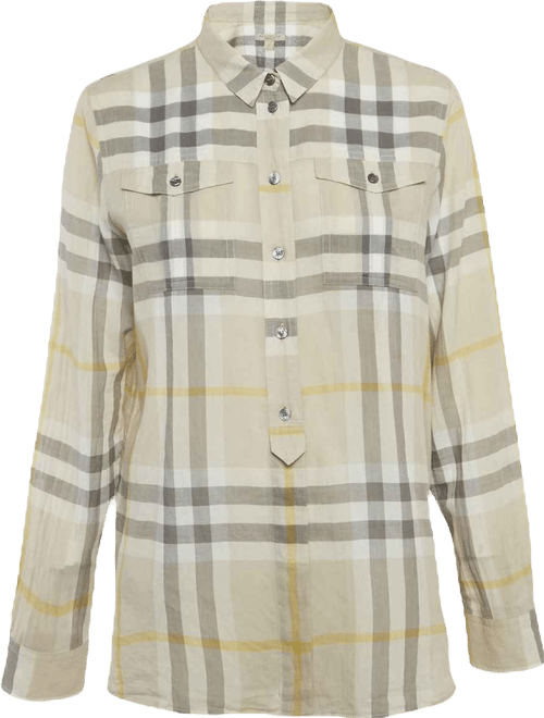 Women's Brit Beige Nova Check Cotton Button Front Shirt
