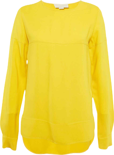 Women's Yellow Crepe Long Sleeve Blouse
