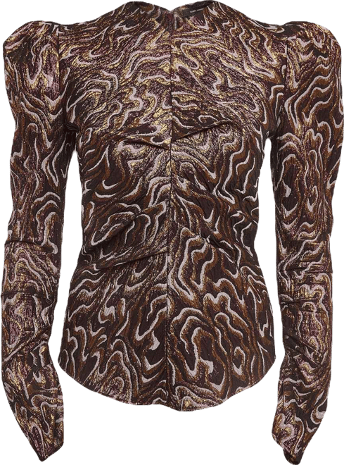 Women's Metallic Patterned Lurex Ruched Top