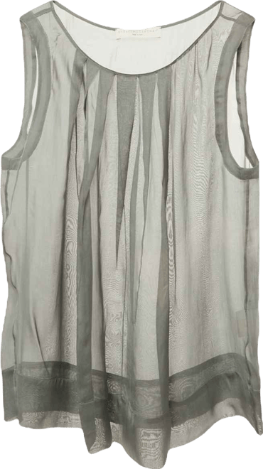 Women's Grey Silk Sheer Sleeveless Top