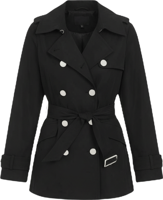Women's Short Water-Resistant Double-Breasted Trench