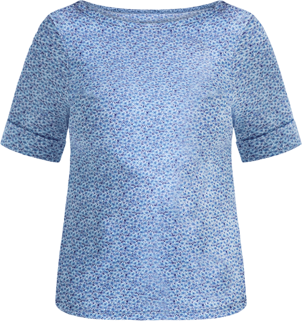 Plus Size Boat-Neck Elbow Sleeve Cotton Top, Exclusively at Macy's