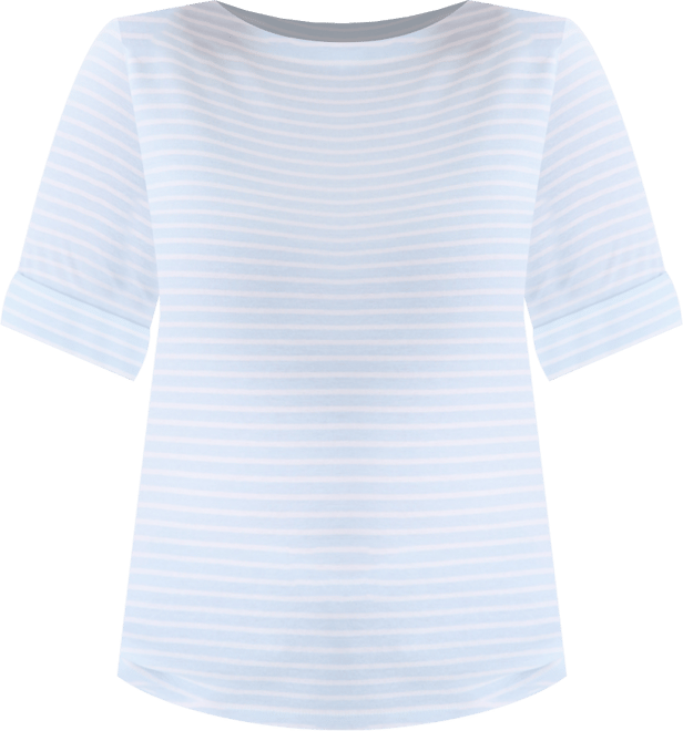 Plus Size Boat-Neck Elbow Sleeve Cotton Top, Exclusively at Macy's