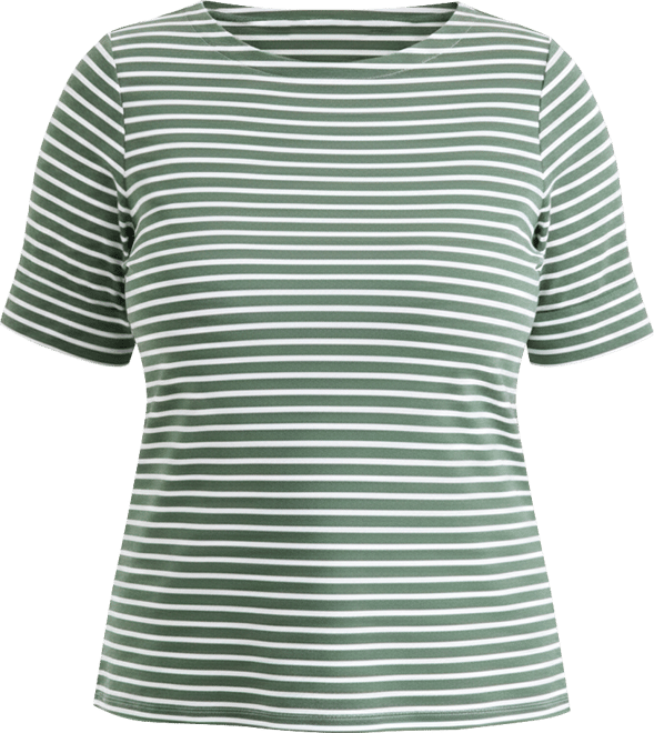 Plus Size Boat-Neck Elbow Sleeve Cotton Top, Exclusively at Macy's