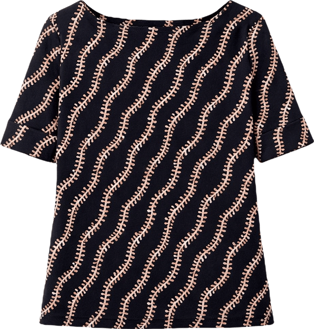 Plus Size Boat-Neck Elbow Sleeve Cotton Top, Exclusively at Macy's