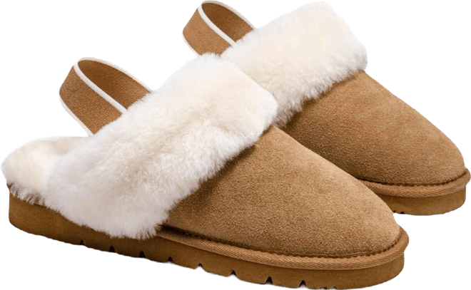 Women's Shearling and Suede Clog Slippers Spring