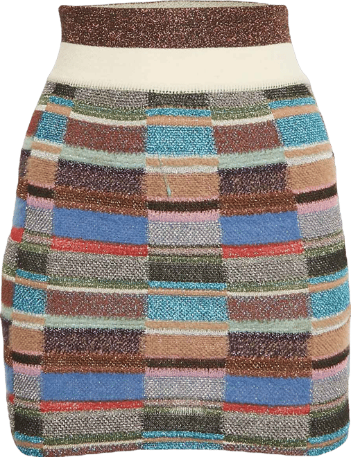 Women's Multicolor Lurex Knit Mini Skirt